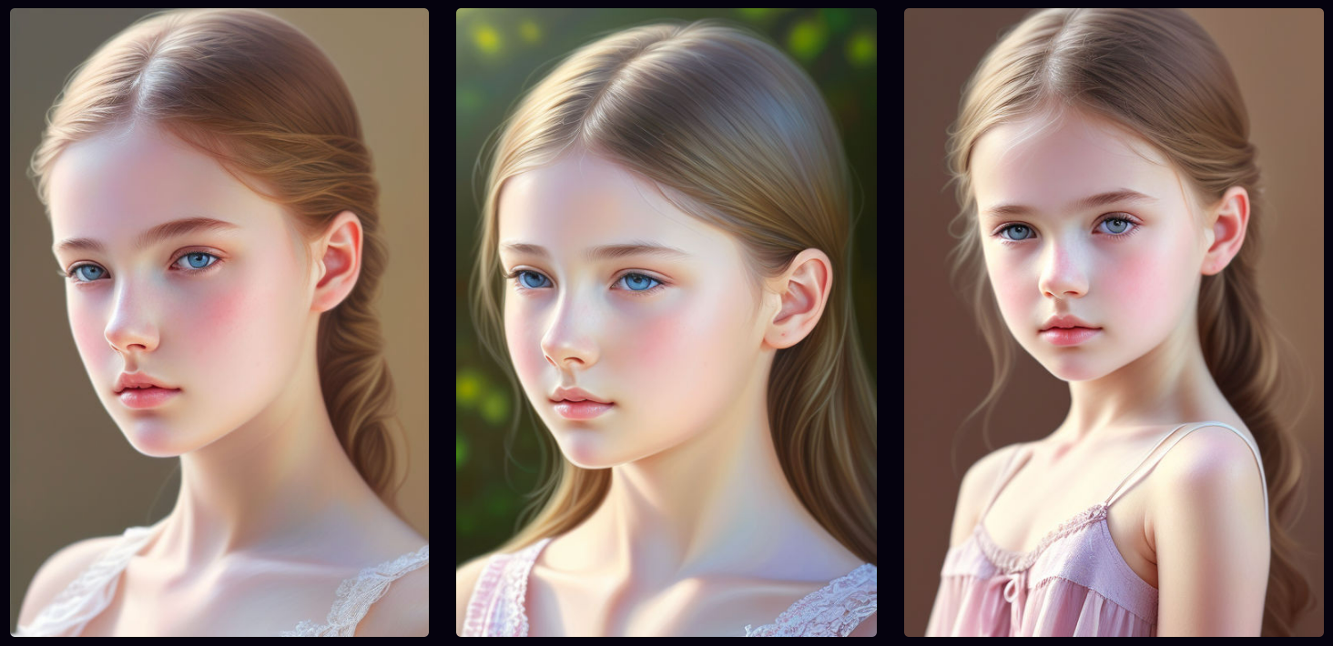 Images of a girl aging from 15 to 10