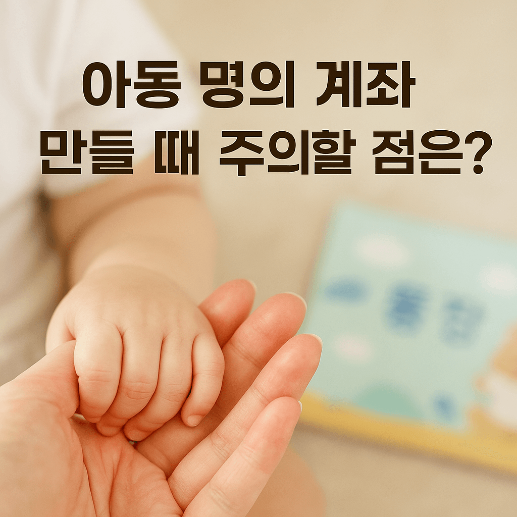아동 명의 계좌 만들 때 주의할 점