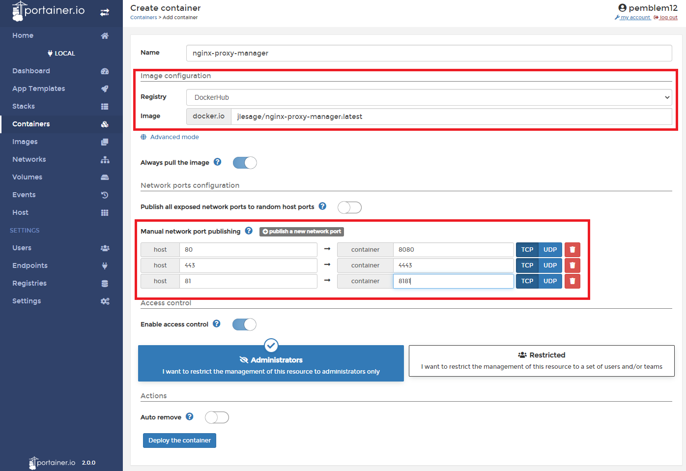 호스트 컨테이너 포트 매핑