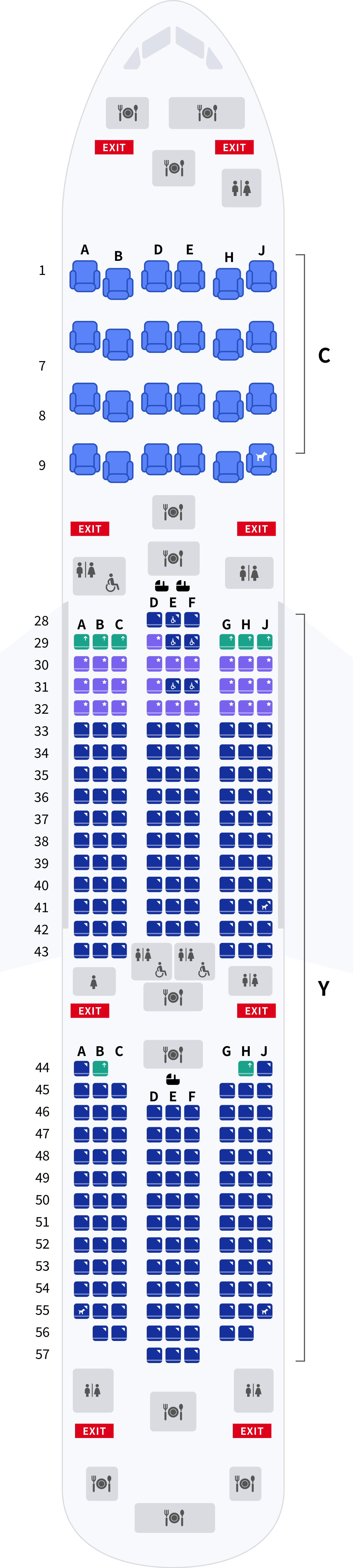 대한항공-보잉787-좌석배치도