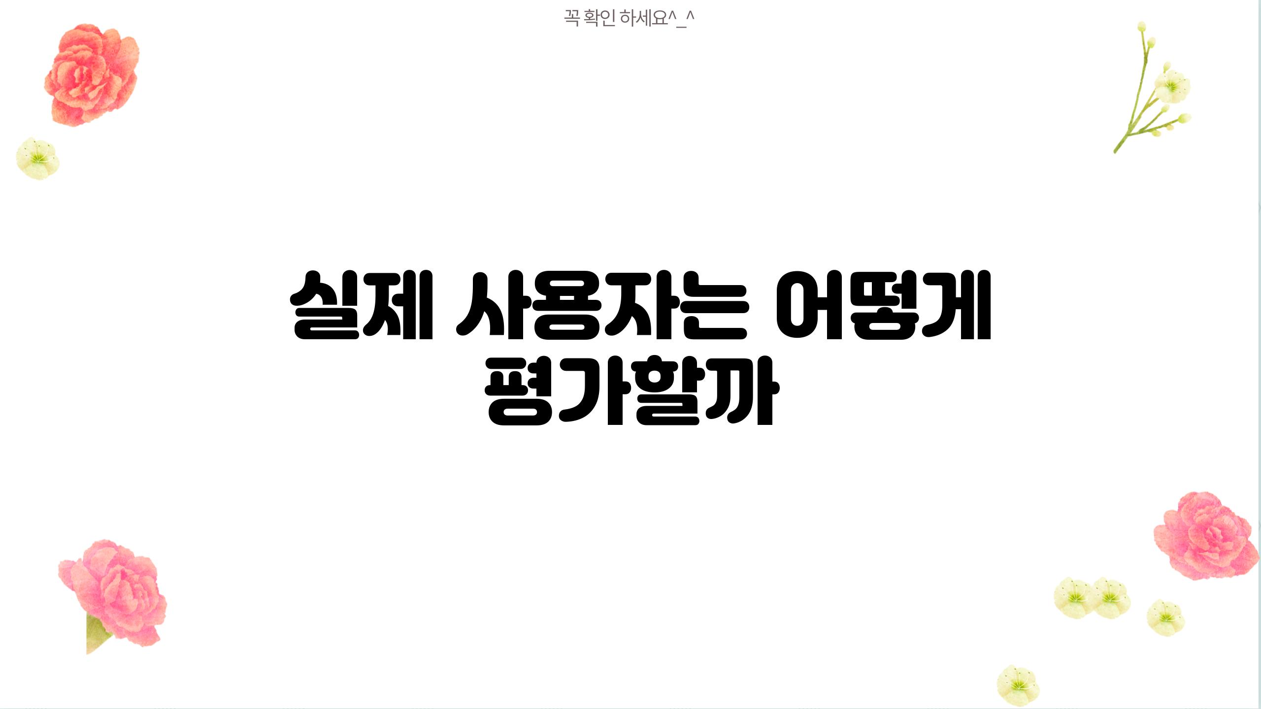  실제 사용자는 어떻게 평가할까