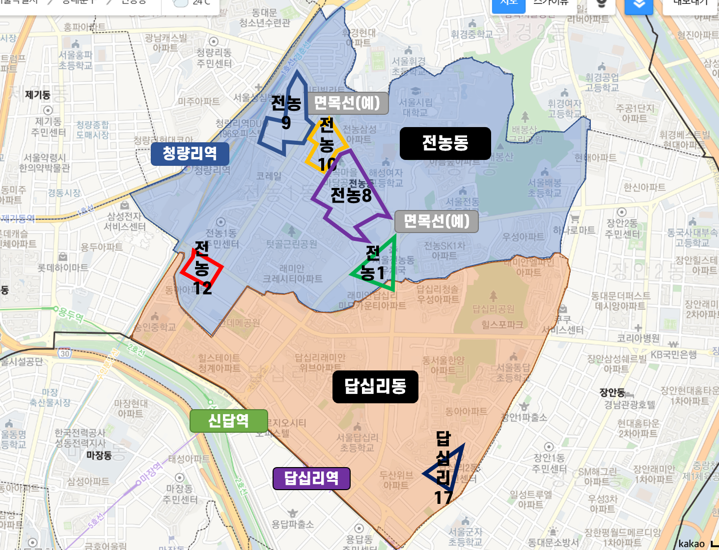  [일부분]동대문구 전농동 교통, 학군, 상권, 자연환경, 재개발 분석