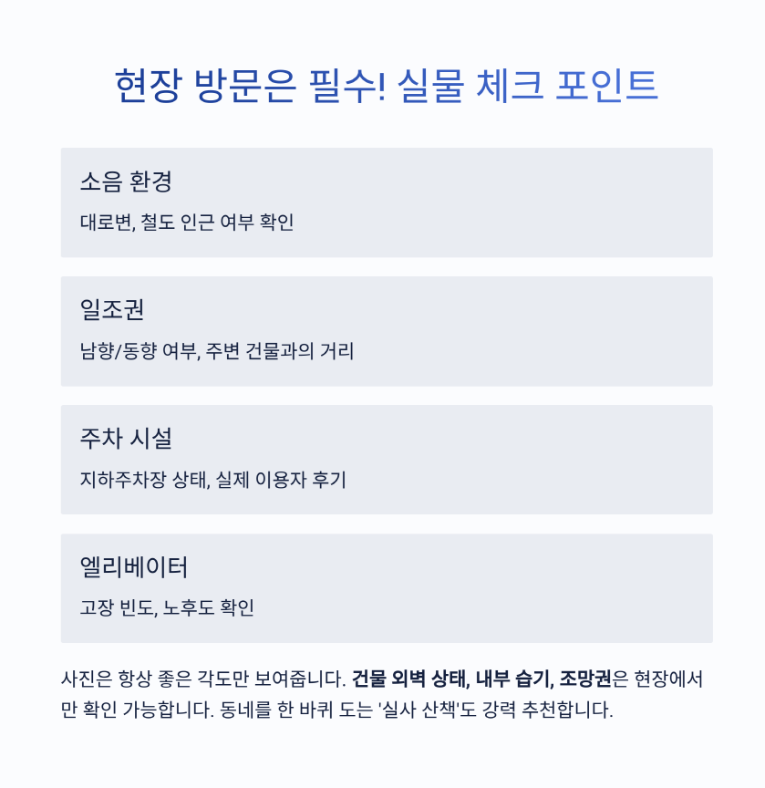 부동산 실물 확인 시 체크해야 할 현장 방문 포인트 안내 이미지