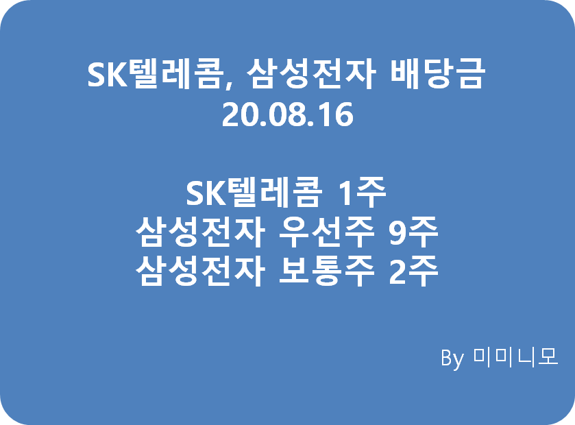  SK텔레콤 & 삼성전자 우선주 및 보통주 배당금 수령!