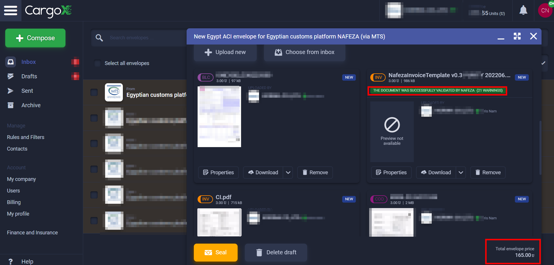  이집트 CargoX 선적서류 업로드 / 핵심설명