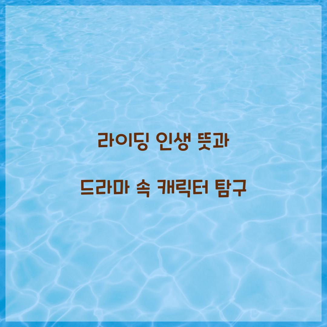라이딩 인생 뜻
