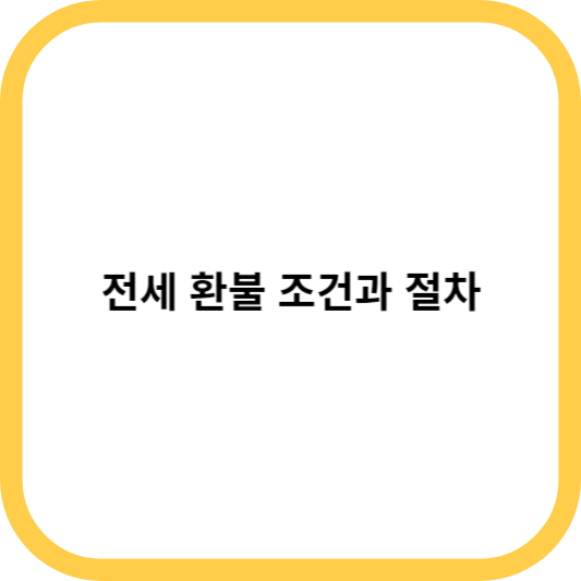 전세 환불 조건과 절차