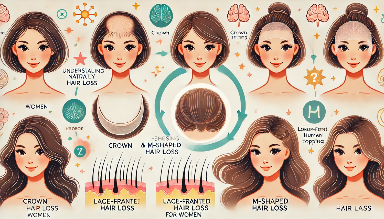 여성 부분 가발, 정수리∙M자 탈모 부위를 자연스럽게 커버하는 방