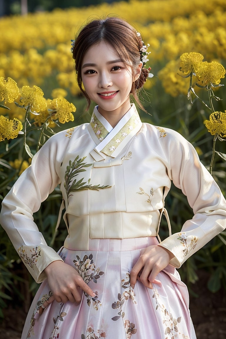  AI로 유채꽃밭에서 한복화보 찍는 피팅모델 만들기 그리기 - 3