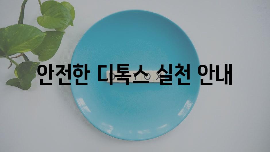 안전한 디톡스 실천 안내