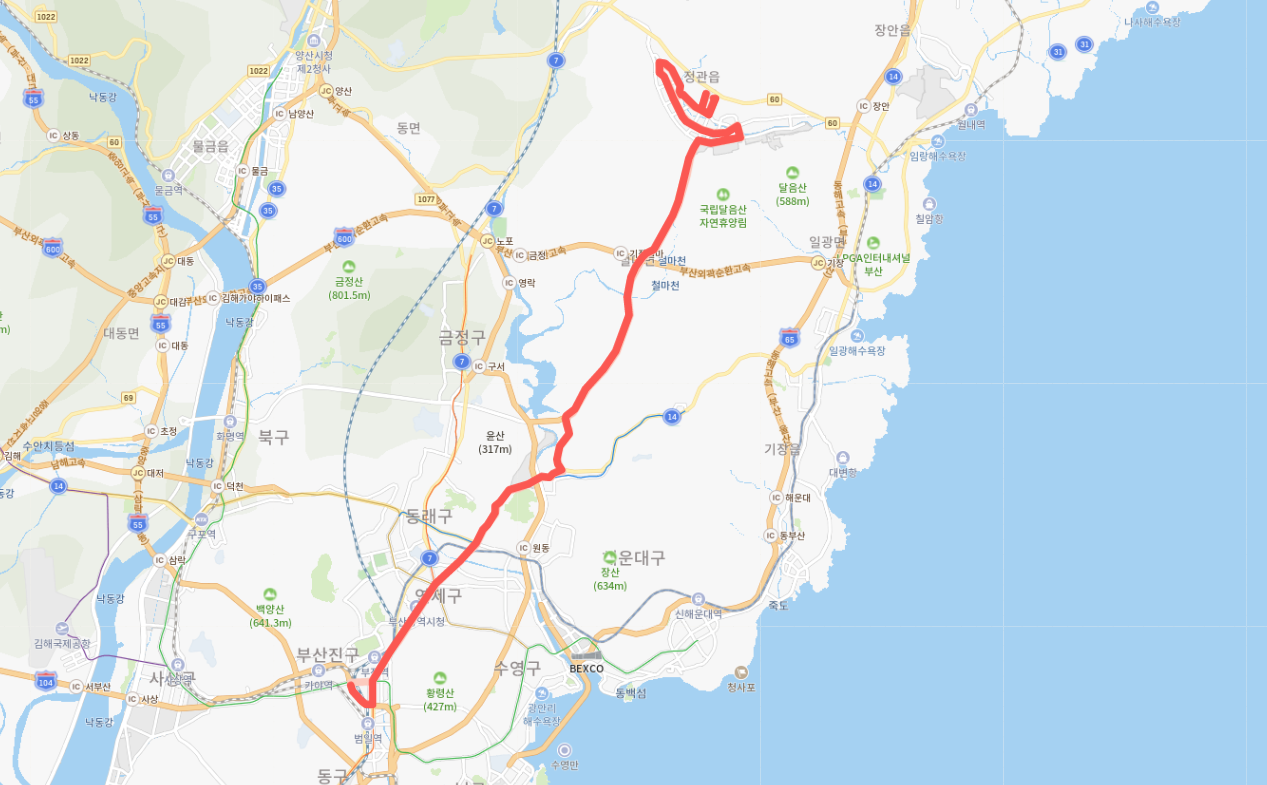  [급행] 부산 1010번버스 노선, 시간표 : 정관, 서면역, 부전시장