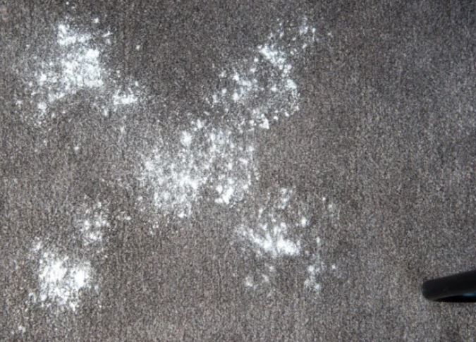 로보락 S7 Plus 카펫 청소 시험-밀가루 뿌려놓은 이미지