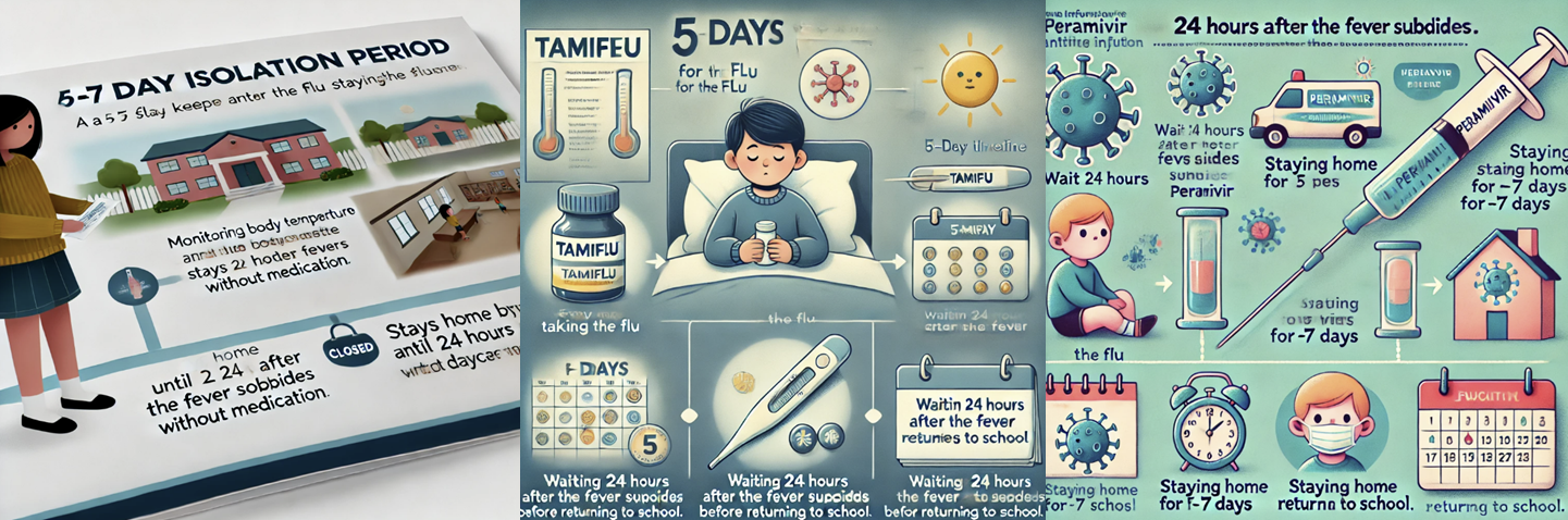 독감 치료 및 등교 불가 기간