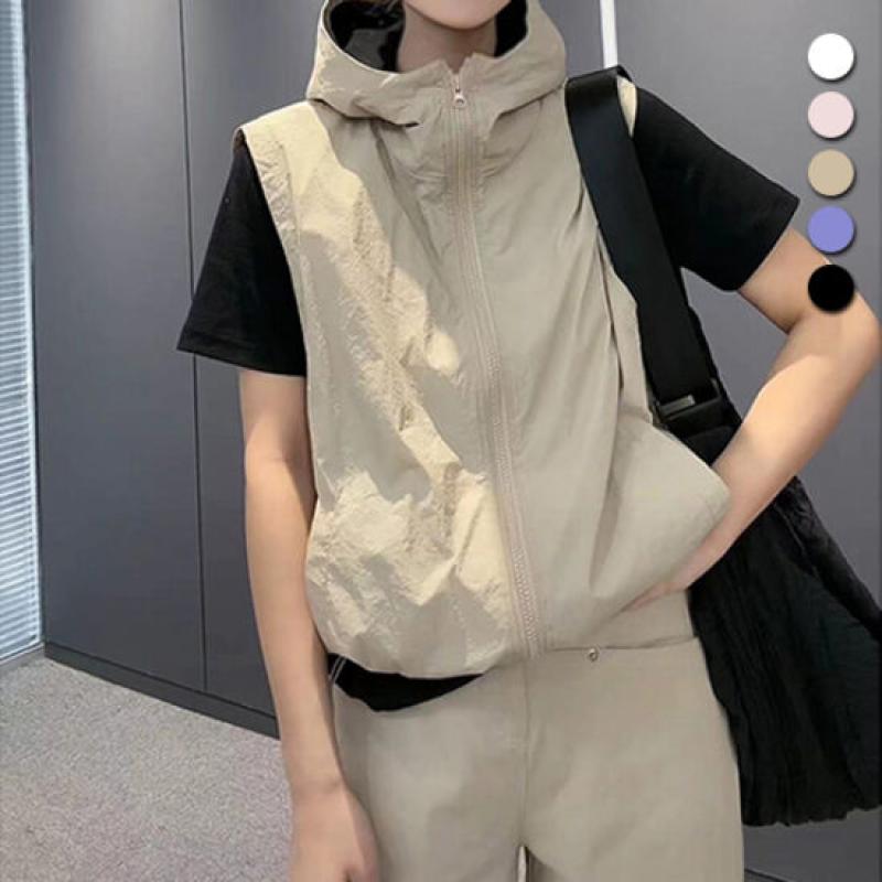 탈레 바람막이 후드 조끼