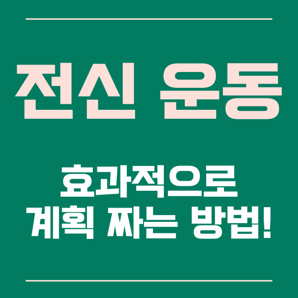  효과적인 전신 운동 계획 짜는 방법