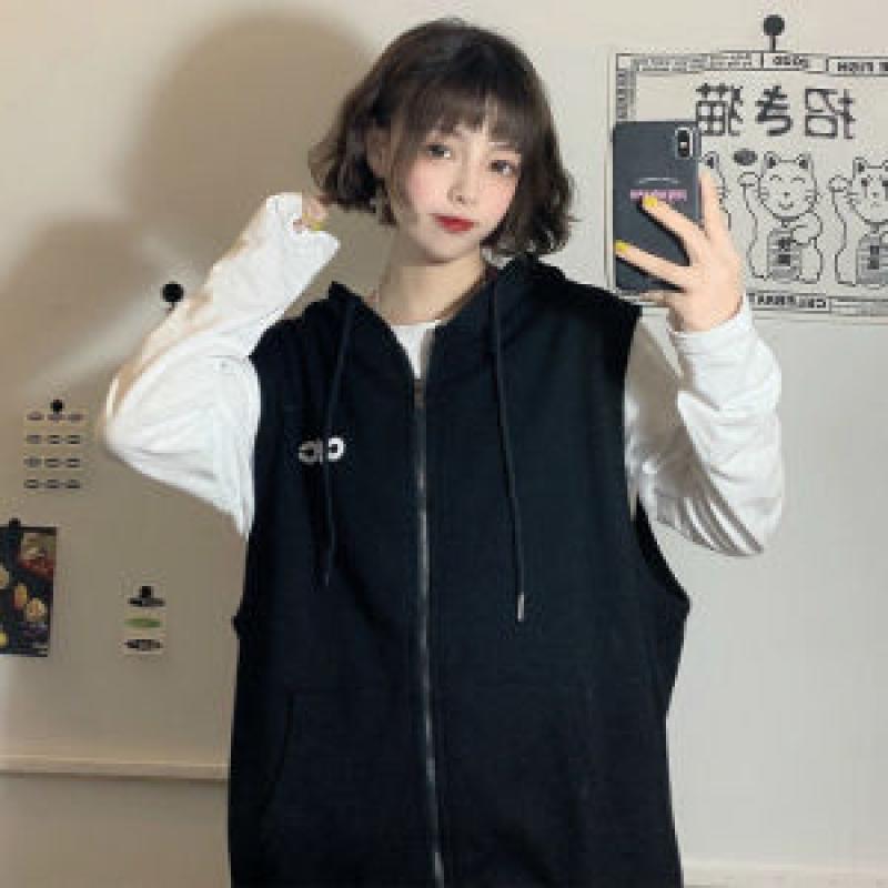 여성조끼 민소매 후드 맨투맨 조끼