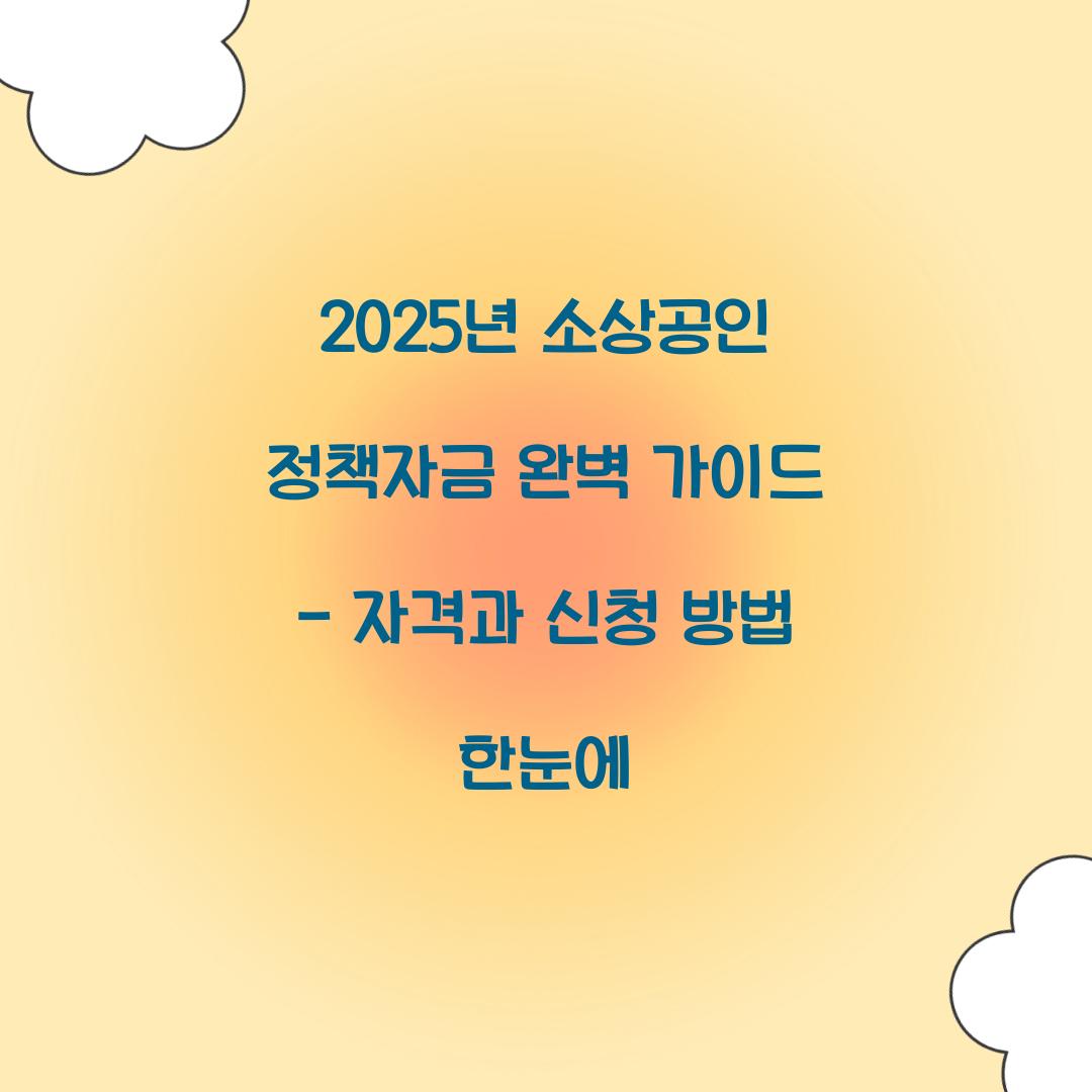 2025년 소상공인 정책자금