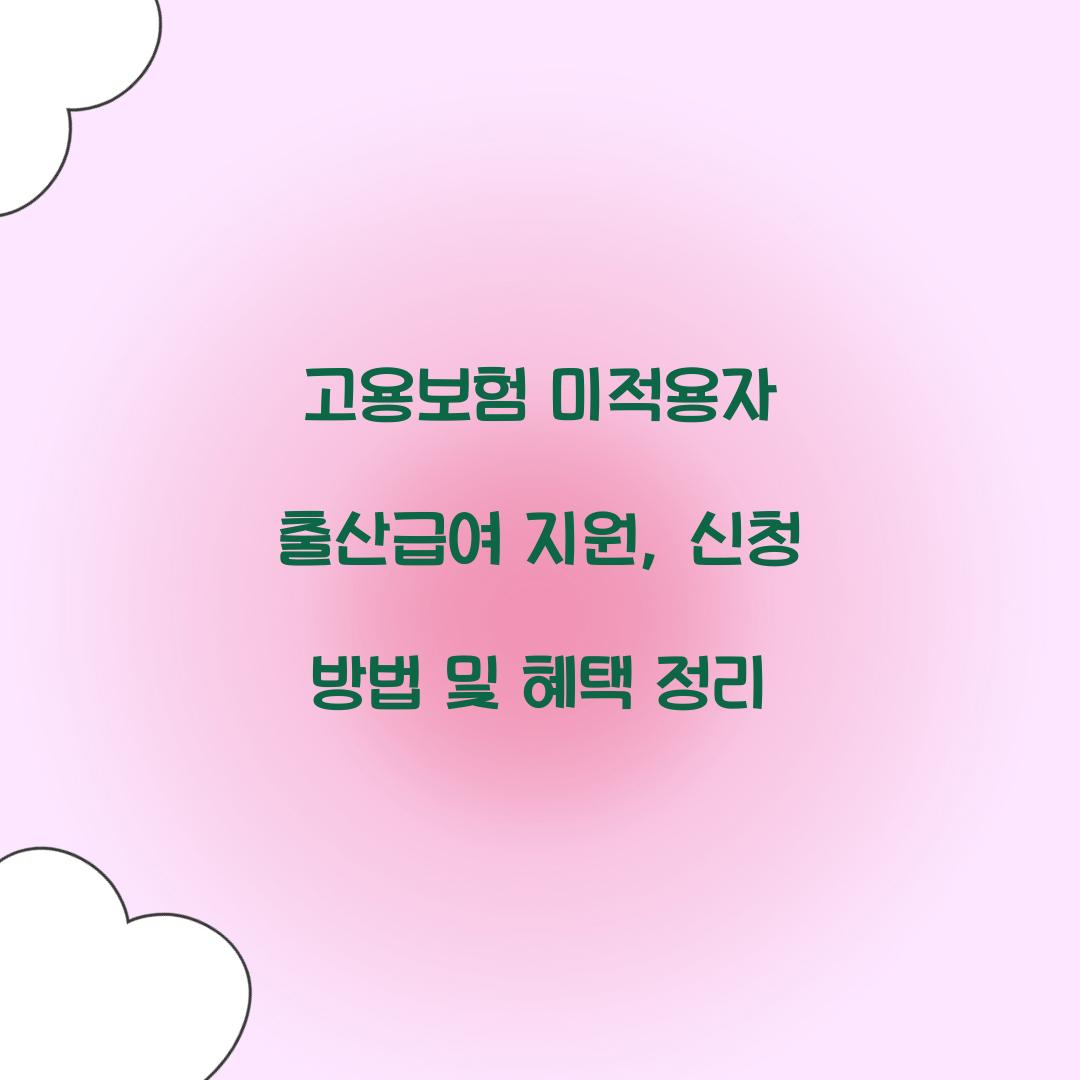 고용보험 미적용자 출산급여 지원