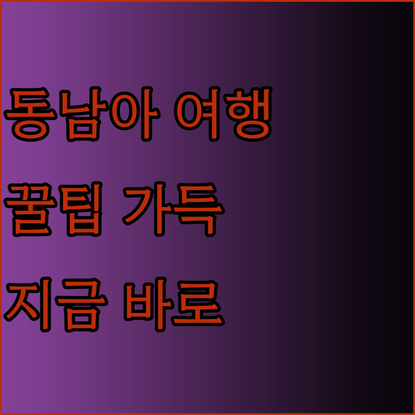 동남아 여행 준비 완벽 가이드! 꿀팁
