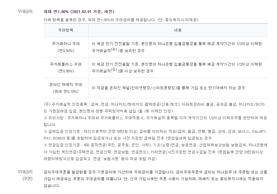 하나은행 주거래하나 월복리 적금 가입 안내