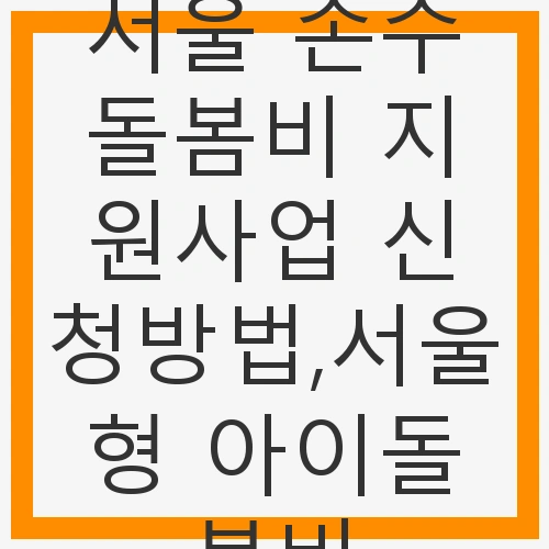 서울 손주돌봄비 지원사업 신청방법,서울형 아이돌봄비 안내