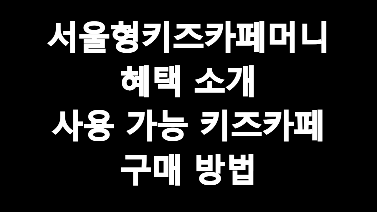 서울형키즈카페머니 혜택 소개 사용 가능 키즈카페 구매 방법