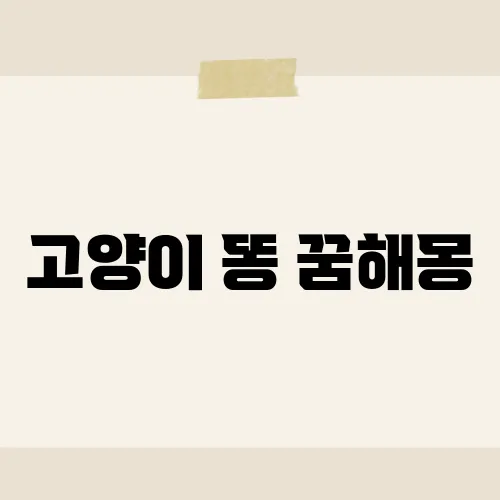 고양이 똥 꿈해몽, 이 꿈이 암시하는 재물운과 변화의 의미는?​
