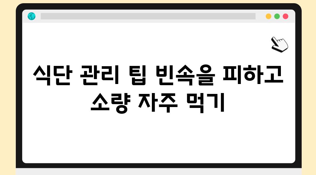 식단 관리 팁 빈속을 피하고 소량 자주 먹기