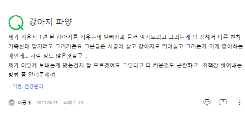 네이버에 올라온 질문