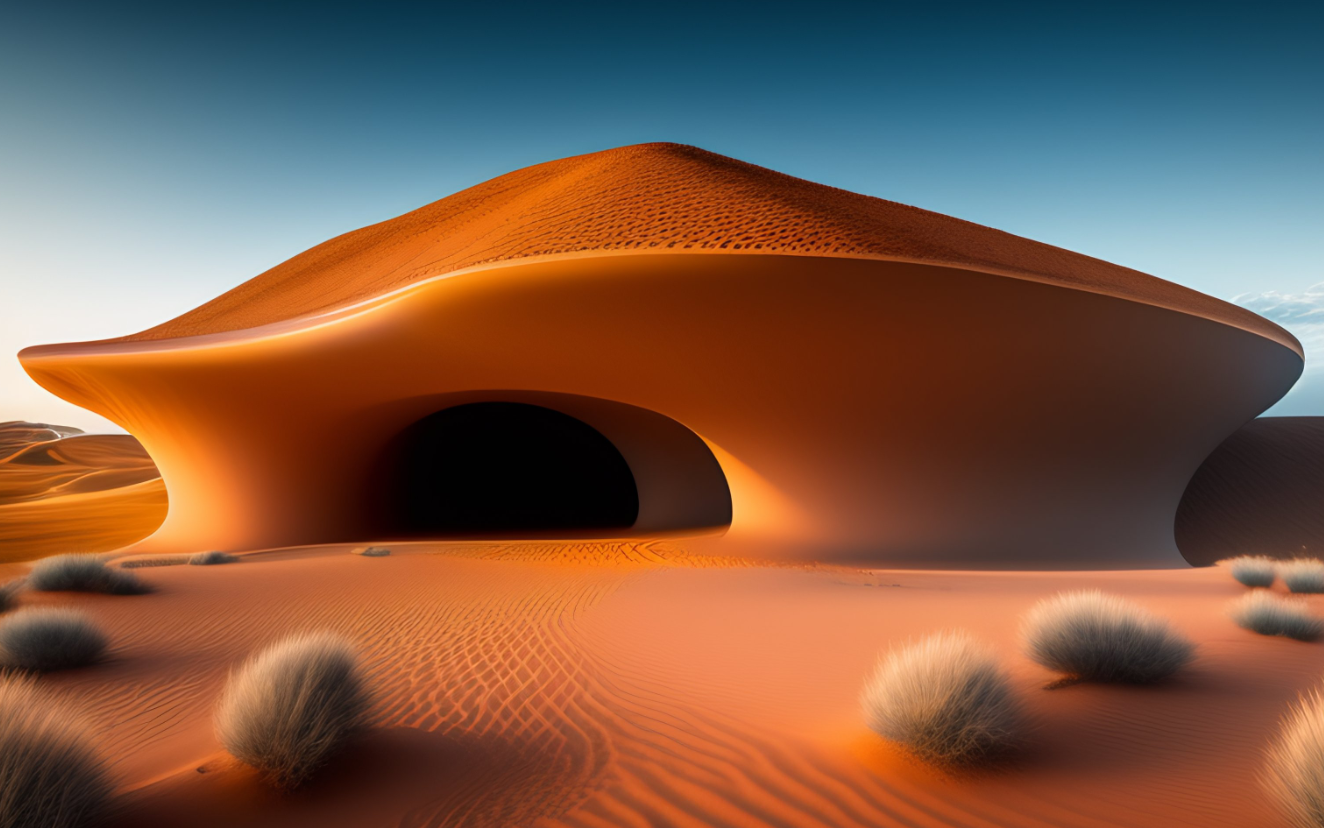 심리적인 형태를 보여주는 사막 풍경