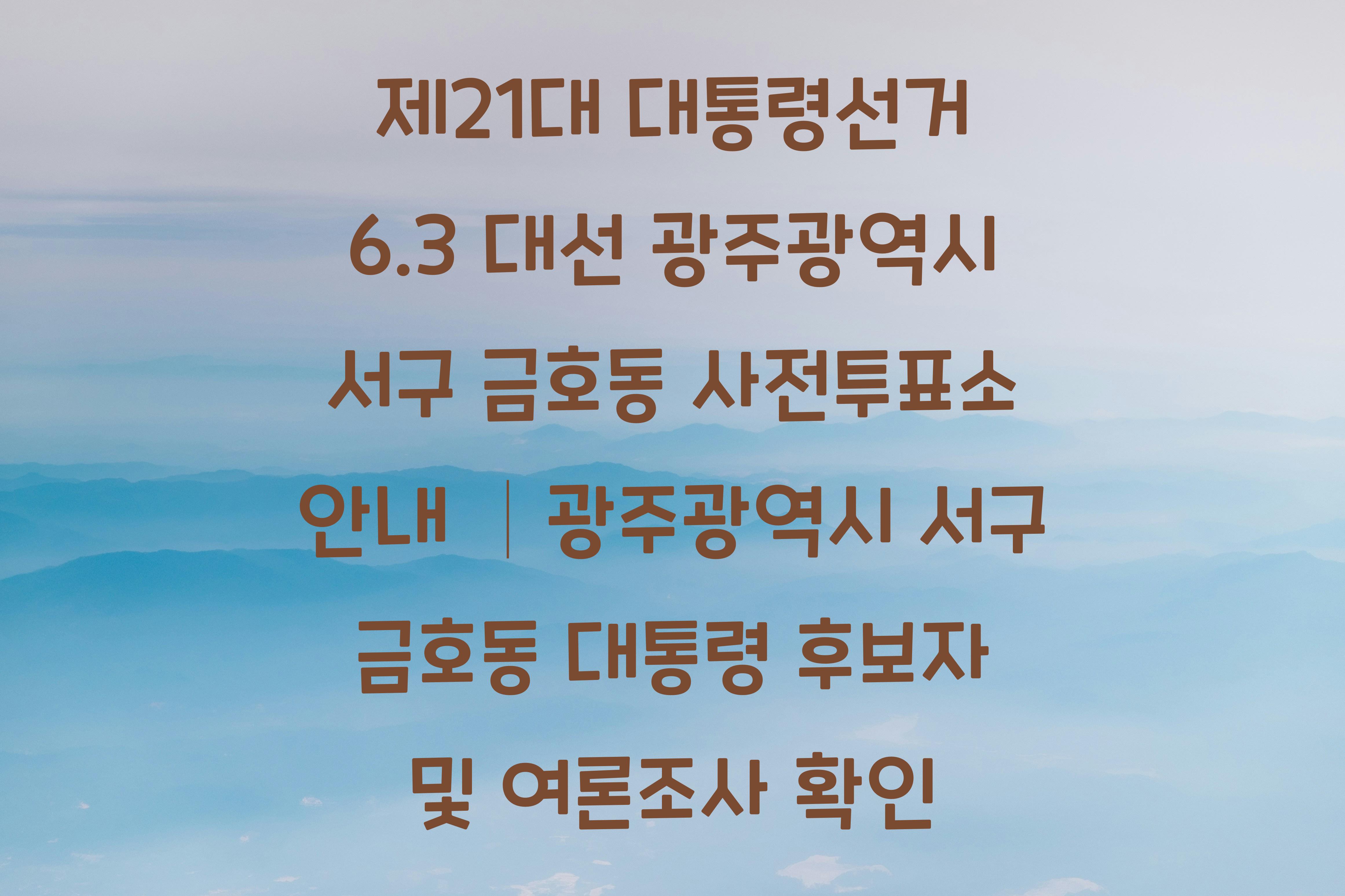 제21대 대통령선거 6.3 대선 광주광역시 서구 금호동 사전투표소 안내 │광주광역시 서구 금호동 대통령 후보자 및 여론조사 확인
