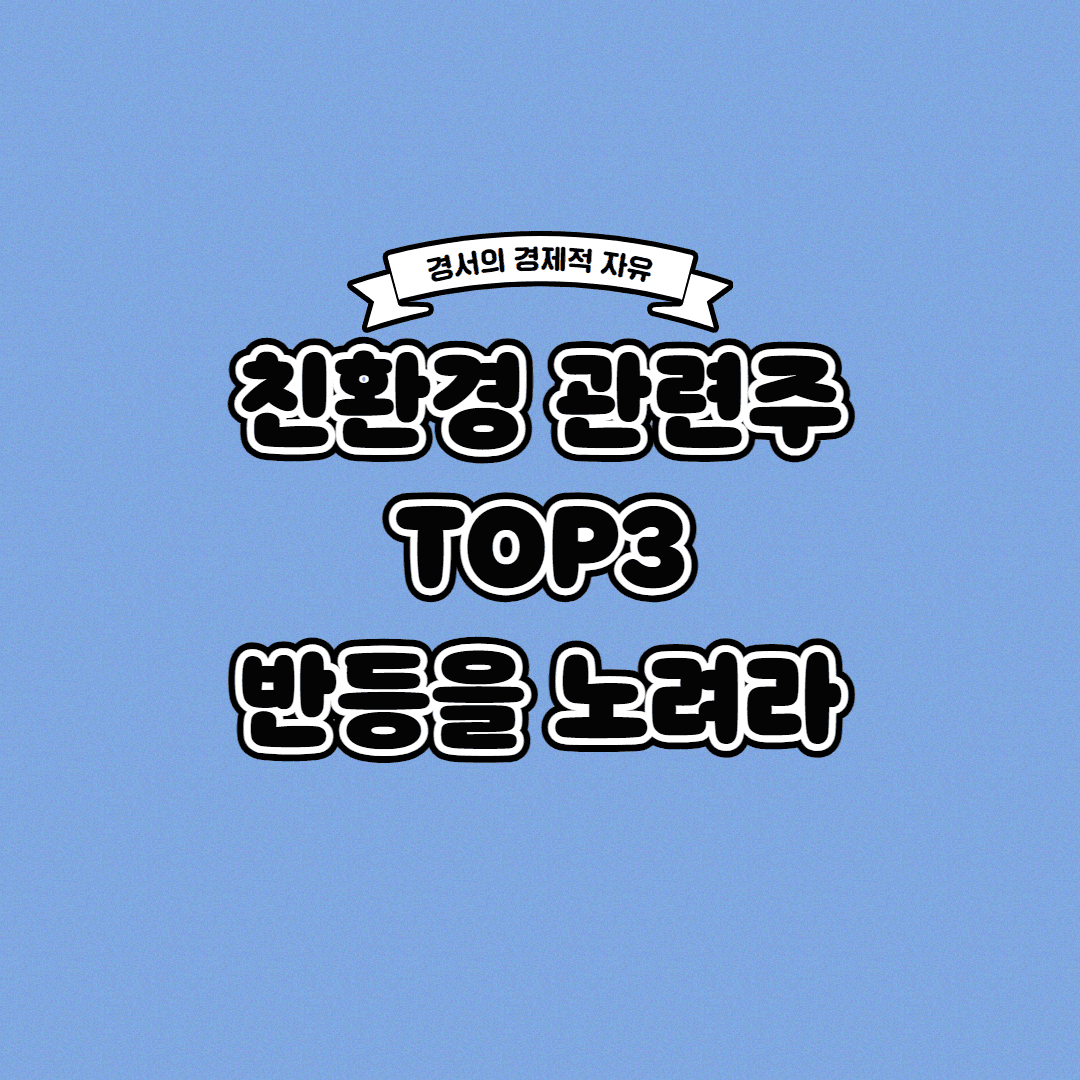  친환경 관련주 TOP3 반등을 노려라