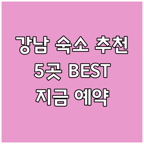 강남 숙소 고민 끝 최고의 선택 5곳