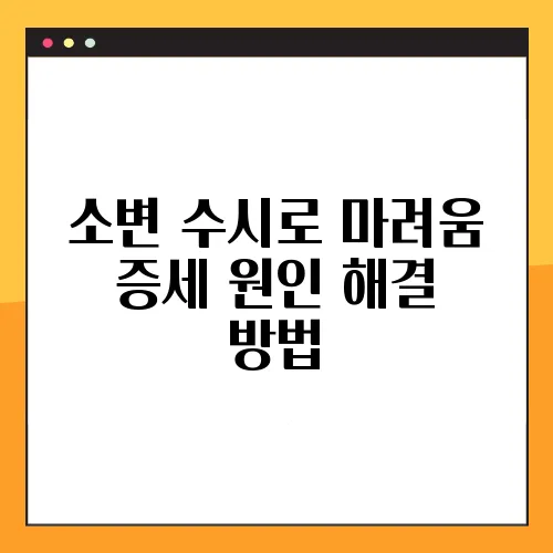소변 수시로 마려움 증세 원인 해결 방법