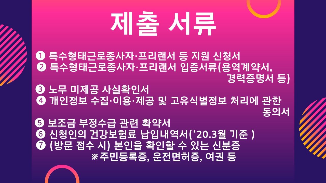 인천 광역시 특수 형태 근로 종사자 프리랜서 무급휴직 근로자 생계비 지원금 신청방법