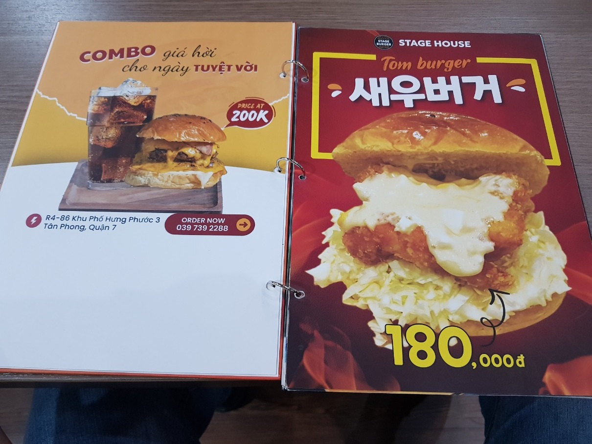 호치민 7군 푸미흥 수제 버거 맛집 STAGE BURGER & CAFE 메뉴(1)