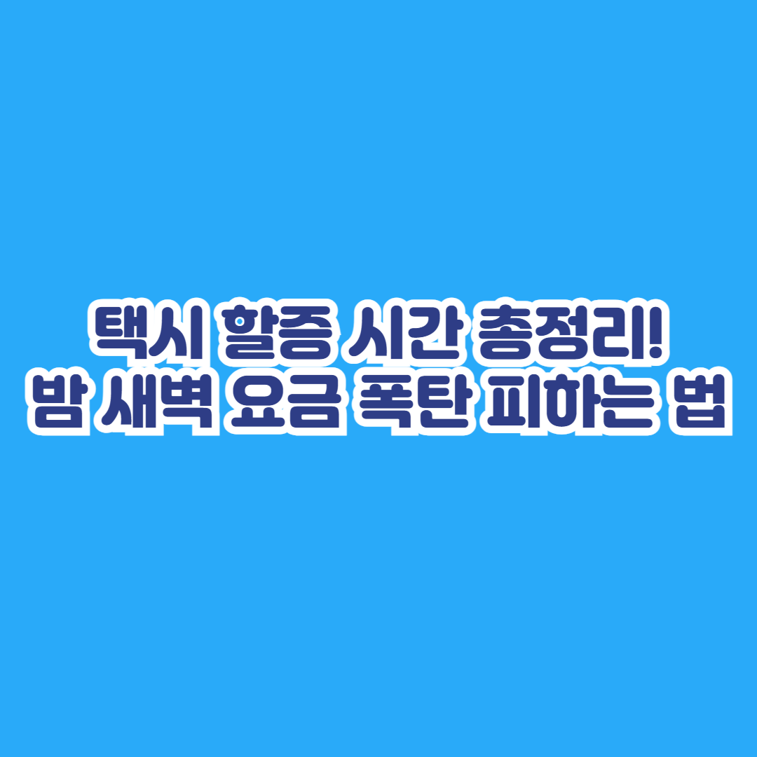 택시 할증 시간 총정리! 밤 새벽 요금 폭탄 피하는 법