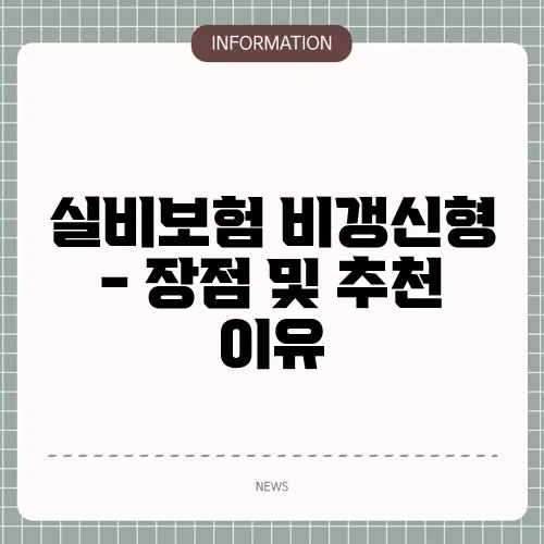 실비보험 비갱신형 - 장점 및 추천 이유