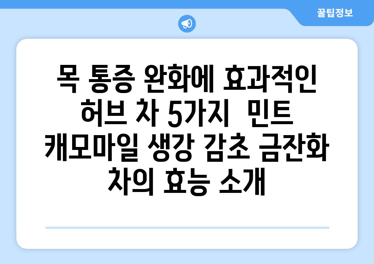 목 통증 완화에 효과적인 허브 차 5가지  민트 캐모마일 생강 감초 금잔화 차의 효능 소개