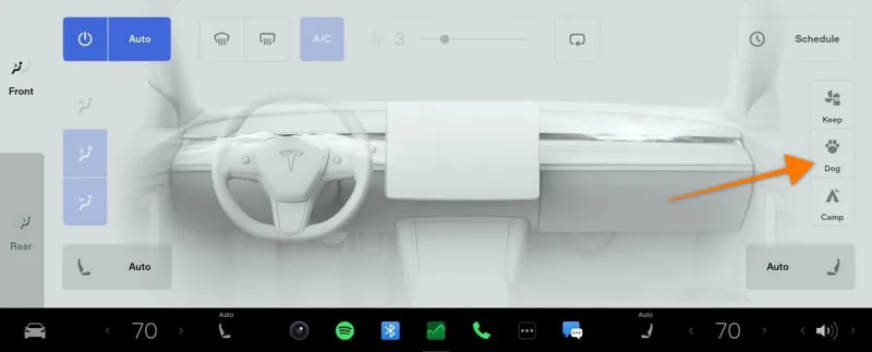 Tesla HVAC 화면