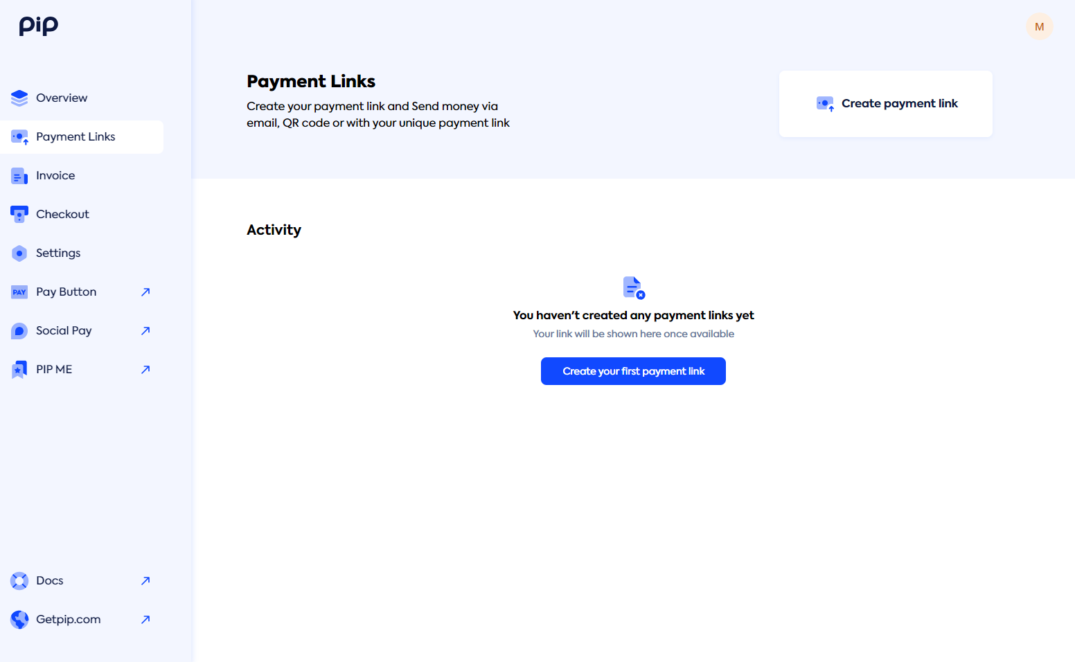 payment links tab