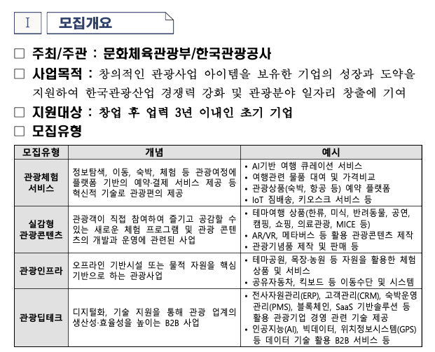  정부 지원 사업_관광벤처 사업