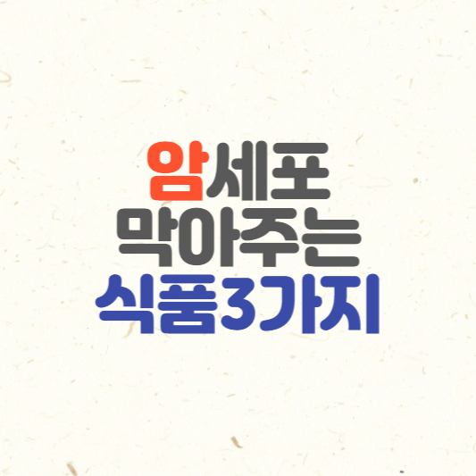  암세포를 죽이는 음식 대표3가지