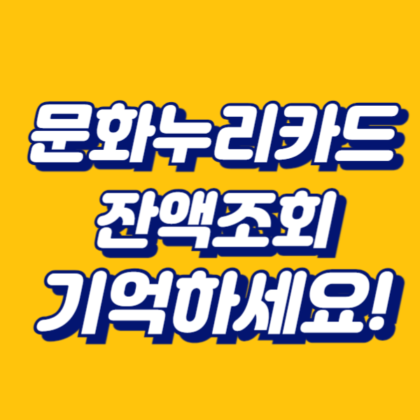 문화누리카드 잔액조회