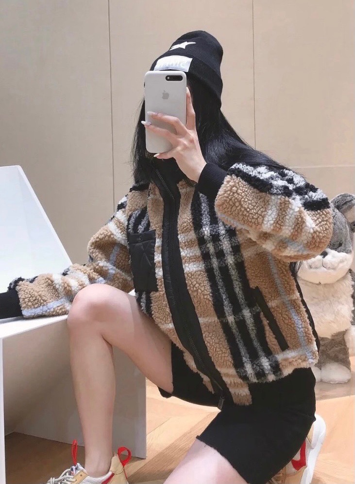  [BURBERRY] 버버리 체크 퀄팅 플리스 자켓