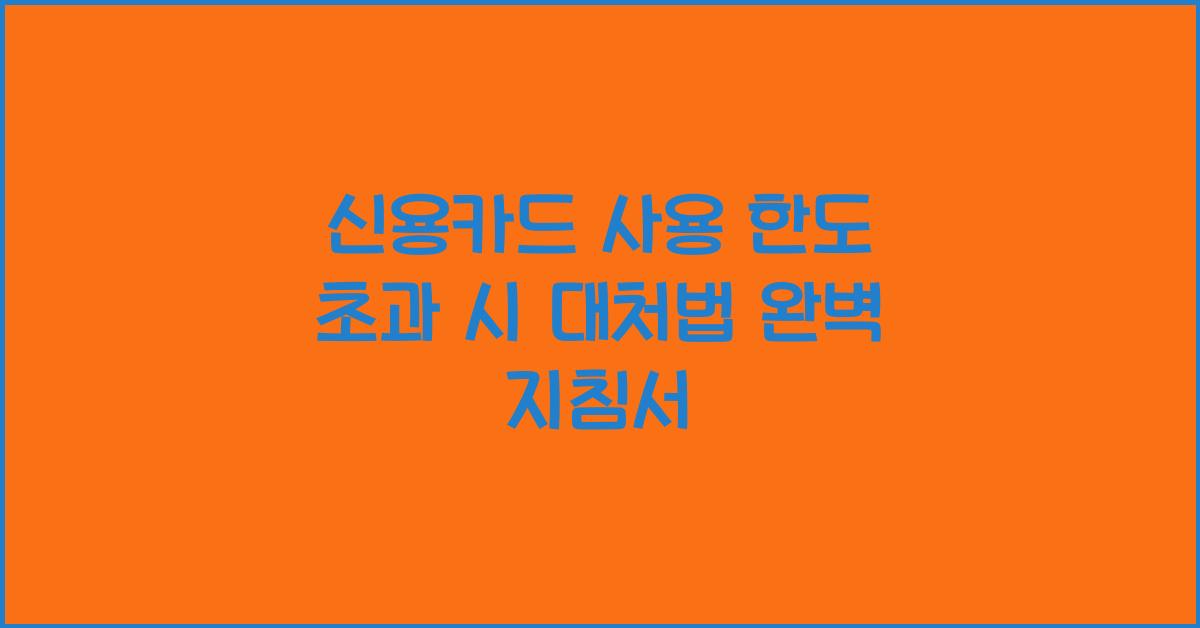 신용카드 사용 한도 초과 시 대처법