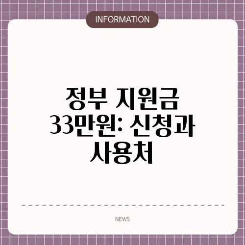 정부 지원금 33만원: 신청과 사용처