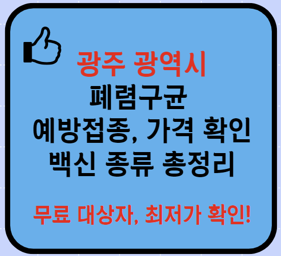 광주광역시 폐렴구균 예방접종 가격 무료대상자 종류 등 총정리(최신 2024)