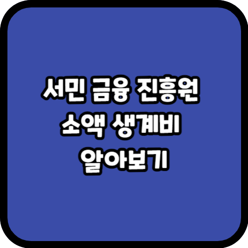 서민 금융 진흥원 소액 생계비 대출