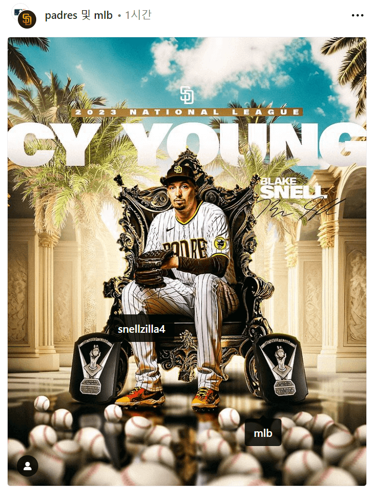 2023 MLB NL 사이영상은 블레이크 스넬이 수상하다